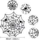 Hommtina 4 Pack Halloween Decorations Tablecloth Runner Black Lace Round Spider Cobweb Table Cover Fireplace Mantel Scarf Spiderweb with 60 Pcs 3D PVC Scary Black Bat Sticker Halloween Party Supplies by CozyNest Decor