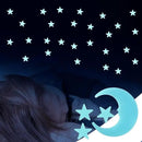 100 Stars and 1 Moon Glow in The Dark Luminous Fluorescent 3D Plastic Glow Stars Moon for Ceiling, Glowing Wall Stickers Create a Realistic Starry Sky, Room Decorations (Blue) by CozyNest Decor