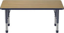 FDP Rectangle (24 x 48 inch) Classroom Table with Adjustable Chunky Toddler Legs (15-24 in); Preschool, Kinder and Daycare Furniture - Pasadena Oak Top/Navy Edge and Legs by CozyNest Decor