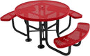 Heavy-Duty Portable Outdoor Picnic Table with Umbrella Hole, Punched Steel Patio Dining Furniture Made in America (46" Round Top, Textured Red) by CozyNest Decor