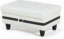 Ottoman Rectangular Storage Ottoman Bench, Faux Leather Footrest, Coffee Table, Stool Footstool with Hinged Lid for Living Room, Bedroom, Entryway, White with Black Strip, 35"x23.5"x17.5" by CozyNest Decor