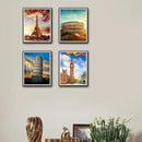 Boho Wall Art Decor, London, Tower of Pisa, Paris, Eiffel Tower,Roman Colosseum,City Wall Decor Art ,Modern Landscape Wall Art for Living Room Bedroom Prints Poster ,8x10 Inch Set of 4,Unframed by CozyNest Decor