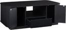 46.5" Oval Coffee Table with Drawers and Storage Mid Century Modern Fluted Solid Wood Side Coffee Tables, Luxury Tea Table Center Table for Living Rooms Offices Apartmen, Black by CozyNest Decor