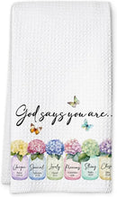 Christian Kitchen Towel, Waffle Weave Microfiber Scripture Hand Towel, God Says You are Bible Verse Farmhouse Decor for Kitchen Bathroom, Inspirational Gift for Women by CozyNest Decor