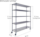 60"x18"x72" Prime Heavy Duty Black 5-Tier Wire Shelving NSF 4000 LBS MAX Capacity Storage Rack for Commercial, Hospital, School, Garage, and Kitchen Uses (with Wheels) by CozyNest Decor
