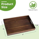 Acacia Wood Serving Tray with Handles, 17 Inch Wooden Tray for Ottoman, Breakfast, Lunch, Dinner, Decorative Rectangular Tray for Living Room, Kitchen Counter, Outdoor by CozyNest Decor