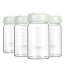 COMI Wide Neck Glass Breastmilk Collection n Storage Bottle, 4 Packs, 6oz with Screw Ring Sealing Disk; Re-markable Sealing Disc. BPA Free, Fits Breast Pumps & Nipples (4 Gray Lids) by TinyTreasures Baby Boutique