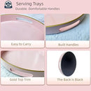 13" Pink Serving Tray with Handles,Round Decorative Tray for Coffee Table, Plastic Modern Coffee Table Tray for Ottoman, Living Room, Bathroom, Décor. by CozyNest Decor
