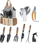 Garden Tool Set,9 Pcs Stainless Steel Gardening Tools with Weeder Cultivator Trowel Sprayer Gloves Storage Organizer,Ergonomic Soft Rubber Handle Garden Tools for Men Women Gift (premium garden tools) by GreenHaven Gardens