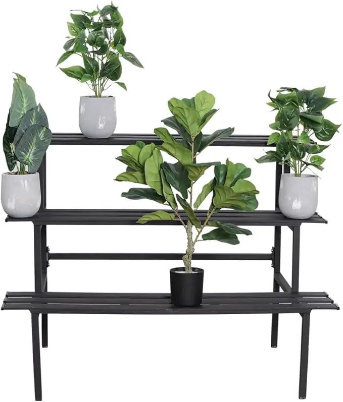 Versatile 3-Tier Metal Plant Stand, Ladder Designed, Heavy-Duty Utility Storage Rack for Indoor & Outdoor Use, Decorative Plant Display for Home, Garden, Patio, and Balcony., photo 7 of 7
