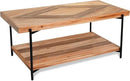 CONSDAN StoneCreek Coffee Table, Solid Fir Wood & Metal Frame, 2-Tier Industrial Farmhouse Table for Living Room/Office, 44" Rectangular Table by CozyNest Decor
