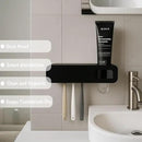 Smart Toothbrush Holder for Bathrooms, Toothbrush Cleaner Wall Mounted, Automatic Toothpaste Dispenser for Equipped with 3 Slots (Black) by CozyNest Decor