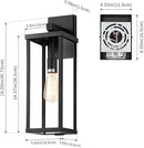 mirrea 18" Classic Outdoor Wall Sconce 1 Light in Matte Black Rectangular Metal Frame and Clear Glass Shade Waterproof Porch Light Patio Light Pack of 2 by CozyNest Decor
