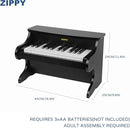 ZIPPY Kids Piano Keyboard, 25 Keys Digital Piano for Kids, Mini Music Educational Instrument Toy, Wood Toy for Toddlers Girls Boys (Black) by TinyTreasures Baby Boutique