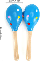 2 Pcs Maracas, Hand Percussion Rattles for Kids, Wooden Rumba Shaker Hand Musical Instruments with Clear Rhythm for Kids Adults Playing (Blue) by TinyTreasures Baby Boutique