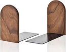 Book Ends, Sturdy Wooden Bookends for Shelves - Heavy Duty Non-Slip Book Organizers, Decorative Bookend Holders for Home Office, Library, Black Walnut Universal Economy Bookend, Small, 1 Pair by CozyNest Decor