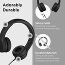 LilGadgets Connect+ Wired Kids Headphones for School with Mic, Volume Limited & Noise Reduction, On-Ear Headset with Cord, SharePort Technology for Multiple Kids & SoftTouch Padding, Black by TinyTreasures Baby Boutique