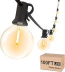 Svater Outdoor String Lights Waterproof 100 FT, LED Patio Lights Outside with 52 Shatterproof G40 Bulbs, Dimmable Hanging Globe Lighting for Bistro Backyard Cafe Market Porch, Warm White 2700K by GreenHaven Gardens
