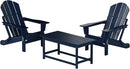 WO Home Furniture Adirondack Chairs Table Set of 3 PCS Outdoor Folding Chairs Coffee Table Weather/UV Resistant for Lawn, Garden, Bon Fire, Balcony (Navy Blue) by GreenHaven Gardens