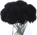 Kimura's Cabin 20Pcs Black Fake Ball Flowers Artificial Silk Chrysanthemums Faux Mums Flower Bouquets for Halloween Home Festive Party Decor Kitchen Table Centerpiece(Black) by CozyNest Decor