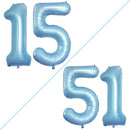 GOER Number 15 Balloons for 15th Birthday Sweet 15 Party Decorations,42 Inch Jumbo Foil Helium 51 Balloons for 51st Birthday Party Decoration (Light Blue) by TinyTreasures Baby Boutique