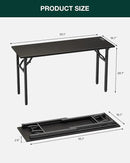 Frylr Small Folding Computer Desk – 55.1 Inch Portable Table for Craft and Study, Lightweight Desk for Small Spaces, Foldable Laptop Table Built-in AC/USB Outlets for Convenience, Charcoal Wenge by CozyNest Decor