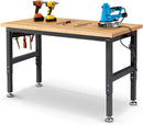 60 Inch Workbench for Garage Adjustable Height Work Bench with Pegboard Power Outlets Rubber Wood Tabletop Work Table for Cutting Wood Woodworking Shop Home Office Electronic by GreenHaven Gardens