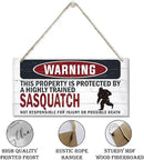 Warning Sign, Sasquatch Warning Wood Plaque Sign, Funny Door Signs, Decorative Wood Hanging Suspension Plaque, Farmhouse Wooden Wall Decor, Outdoor Hanging Wooden Signs by CozyNest Decor