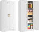 60" Tall Kitchen Pantry Cabinet, Metal Pantry Cabinet with Doors and Adjustable Shelves, White Utility Storage Cabinet with Handles for Dining Room, Bathroom, Laundry Room - Assemble Required by CozyNest Decor