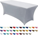 ABCCANOPY 6 FT Grey Spandex Table Cover Stretch Fitted Wrinkle Resistant Tablecloth Reuse for Rectangular Folding Table Patry Event Wedding Banquet Protector by CozyNest Decor