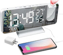 Projection Digital Alarm Clock for Bedrooms, Clock Radio on Ceiling, USB Charger Port, Temperature & Humidity Display, 7.3” Large Mirror LED Display,12/24H,Snooze,Dual Loud Alarm Clock- 4 Dimmer by TinyTreasures Baby Boutique