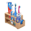 Enlarged Bamboo Electric Toothbrush & Toothpaste Holder | Multi-Slot Bathroom Vanity Organizer with Drainage by MobilevisionUS