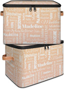 Custom Storage Basket with Name, Personalized Storage Bins with Zipper Lid, Foldable Fabric Storage Box Large capacity with Handle Apricot by TinyTreasures Baby Boutique