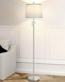 Floor Lamp for Living Room,Adjustable Height Standing Lamp,Dimmable Modern Floor Lamps for Bedroom Office Tall Floor Lights with Pull Chain Bulb Included-Silver Gray Shade by CozyNest Decor