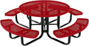 Coated Outdoor Furniture Heavy-Duty Portable Outdoor Kids Table with Umbrella Hole, Punched Steel Kids Picnic Table, Commercial-Grade, Made in America (46 In, Round, Childrens, Textured Red) by CozyNest Decor