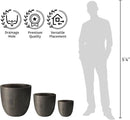 Kante 18 Inch Dia Round Concrete Planter, Indoor Outdoor Large Plant Pot with Drainage Hole and Rubber Plug for Home Patio Garden, Oil Rubbed Bronze by GreenHaven Gardens