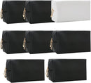 Bridesmaid Proposal Gifts Letter Cosmetic makeup bag bulk for Wedding Party Favors Bachelorette party decorations Toiletry Organizer Bag Makeup Case Gift (8, White&Black) by TinyTreasures Baby Boutique
