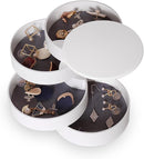 CONBOLA Jewelry Organizer, Small Jewelry Storage Box Earring Holder for Women, 5-Layer Rotating Travel Jewelry Tray Case with Lid for Bracelets Rings Bracelets, Gift for Women Teen Girls(White) by TinyTreasures Baby Boutique