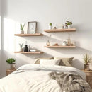 Light Wood Floating Shelves for Wall Rustic Wall Shelves for Bedroom Set of 6 by CozyNest Decor