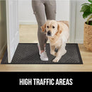 GORILLA GRIP 100% Waterproof All-Season WeatherMax Doormat, 60x24, US Designed Natural Rubber, Stain and Fade Resistant, Low Profile Indoor Outdoor Door Mats, Easy Clean Patio Mat, Gray Diamond by CozyNest Decor
