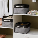 TheWarmHome Storage Basket for Organizing - 1 Pack 14x10x6.7 inch Collapsible Storage Bins for Shelves, Dog Toy Bin for Closet Organizer laundry Gift Cloth Nursery (Grey & Black) by TinyTreasures Baby Boutique
