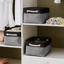 TheWarmHome Storage Basket for Organizing - 14x10x7 inch Medium 3 Pack Collapsible Storage Bin for Shelves with Rope, Fabric Storage Cubes for Organizer Cloth Gift Toy Closet (Black & Grey) by CozyNest Decor