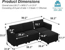 Belffin Modern L Shaped Velvet Sectional Sofa with Chaise, Black, Storage, Adjustable Arm/Backrest by CozyNest Decor