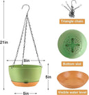 4 Pack Plastic Hanging planters for Indoor Plants,8 Inch Plant Pot Indoor Outdoor Hanging Baskets,Hanging Flower Pots with Drainage Holes and Chain for Garden Porch Plants (Green) by CozyNest Decor