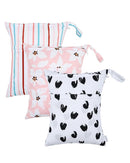 ALVABABY 3 Cloth Diaper Wet Dry Bags Waterproof Reusable with Two Zippered Pockets Travel Beach Pool Daycare Soiled Baby Items Yoga Gym Bag for Swimsuits or Wet Clothes Small Medium Large 3L-ZM26 by TinyTreasures Baby Boutique
