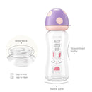 YOHKOH Natural Glass Baby Bottle with Natural Response Nipple, Newborn Anti-Colic Baby Bottles, Wide Neck Mushroom Cap Baby Bottle, Clear ((8.8oz (Pack of 4), Purple-A) by TinyTreasures Baby Boutique
