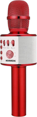 BONAOK Wireless Bluetooth Karaoke Microphone,3-in-1 Portable Handheld Mic Speaker Machine Birthday Home Party for PC or All Smartphone(Q37 Red) by TinyTreasures Baby Boutique