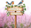 Personalized Bird Metal Sign with Stake,Custom Gardener Last Name Signs Outdoor Decor,Customized Flower Gardening Housewarming Gifts,Birds on the Branch Plaques for Patio Lawn Porch Backyard Farmhouse by CozyNest Decor