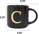 COLLECTIVE HOME - Monogram Ceramic Mugs, 15 oz Golden Initial Black Coffee Cups, Elegant Alphabet Tea Mugs, Elegant Personalized Mug with Gift Box, Unique Mug with Double Side Capital Lette (C) by CozyNest Decor