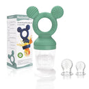 Baby Fruit Feeder, Frozen Teething Toys, Teether Pacifier with 3 Extra Teats, Infant Eating Essentials, BPA Free Baby Feeding Supplies (Grass Green) by TinyTreasures Baby Boutique